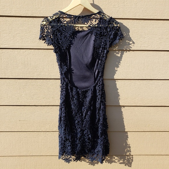 Lulu's Hidden Talent Backless Navy Blue Lace Dress - Picture 4 of 8